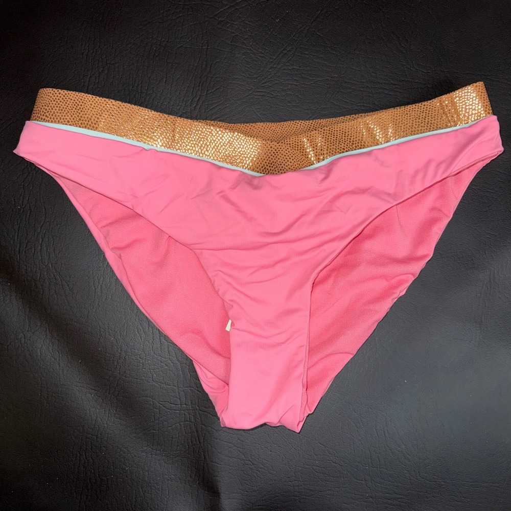The Bikini Lab‎ Pink Metallic Bronze Snakeskin Bikini Bottom BL0C093 Mens S